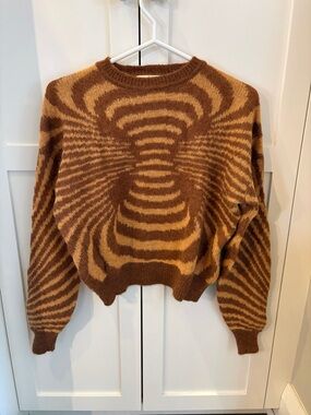 Paloma Wool Brown & Tan Swirl Crewneck Sweater